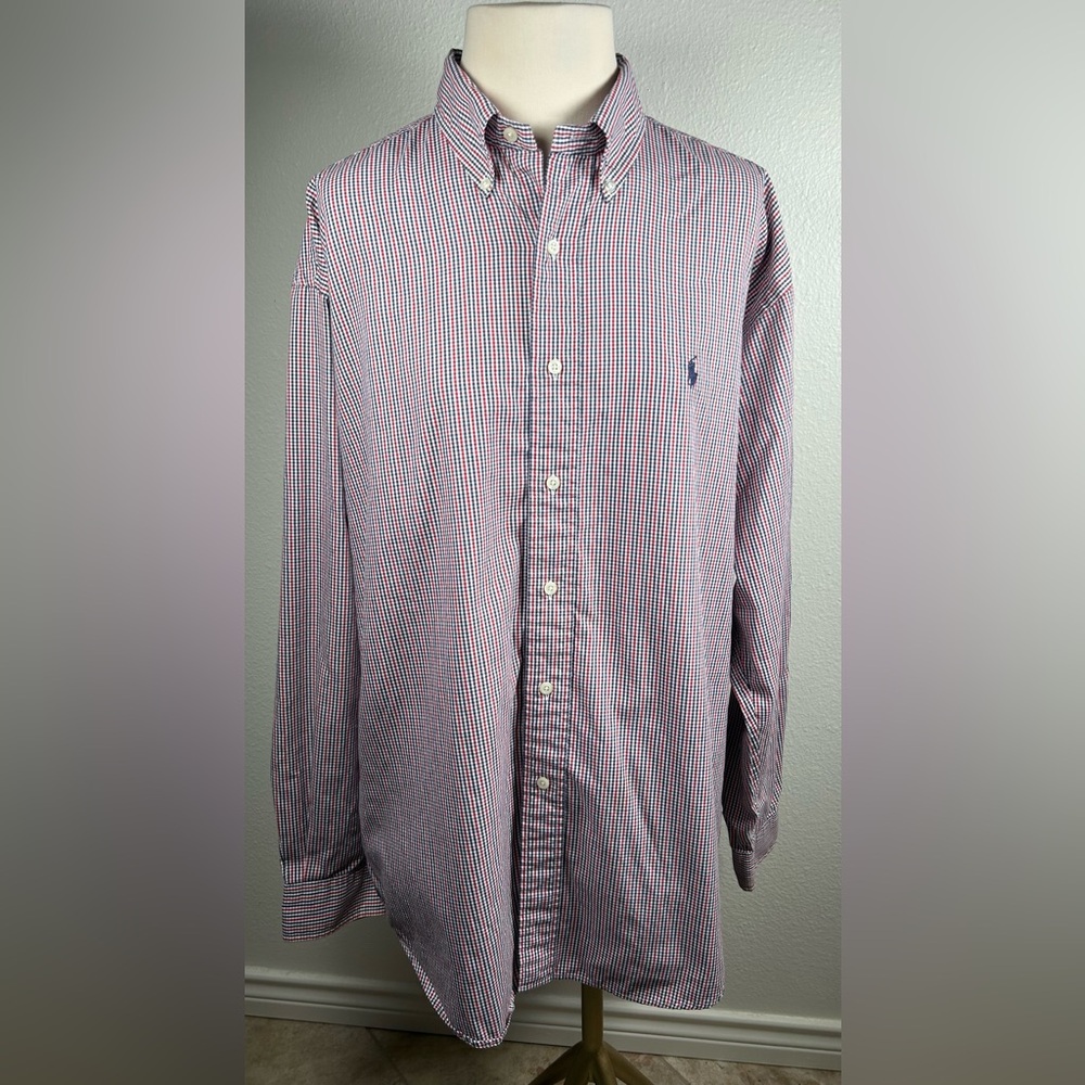 Polo Ralph Lauren “Blake” Men’s Cotton Gingham L/S Button-Down–Gold Dot – Size L